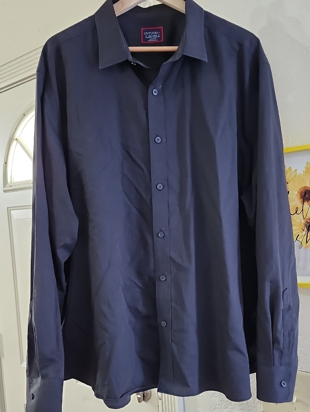 UNTUCKit Castello Men's XXL Navy Blue Wrinkle-Free Long Sleeve Shirt Cotton